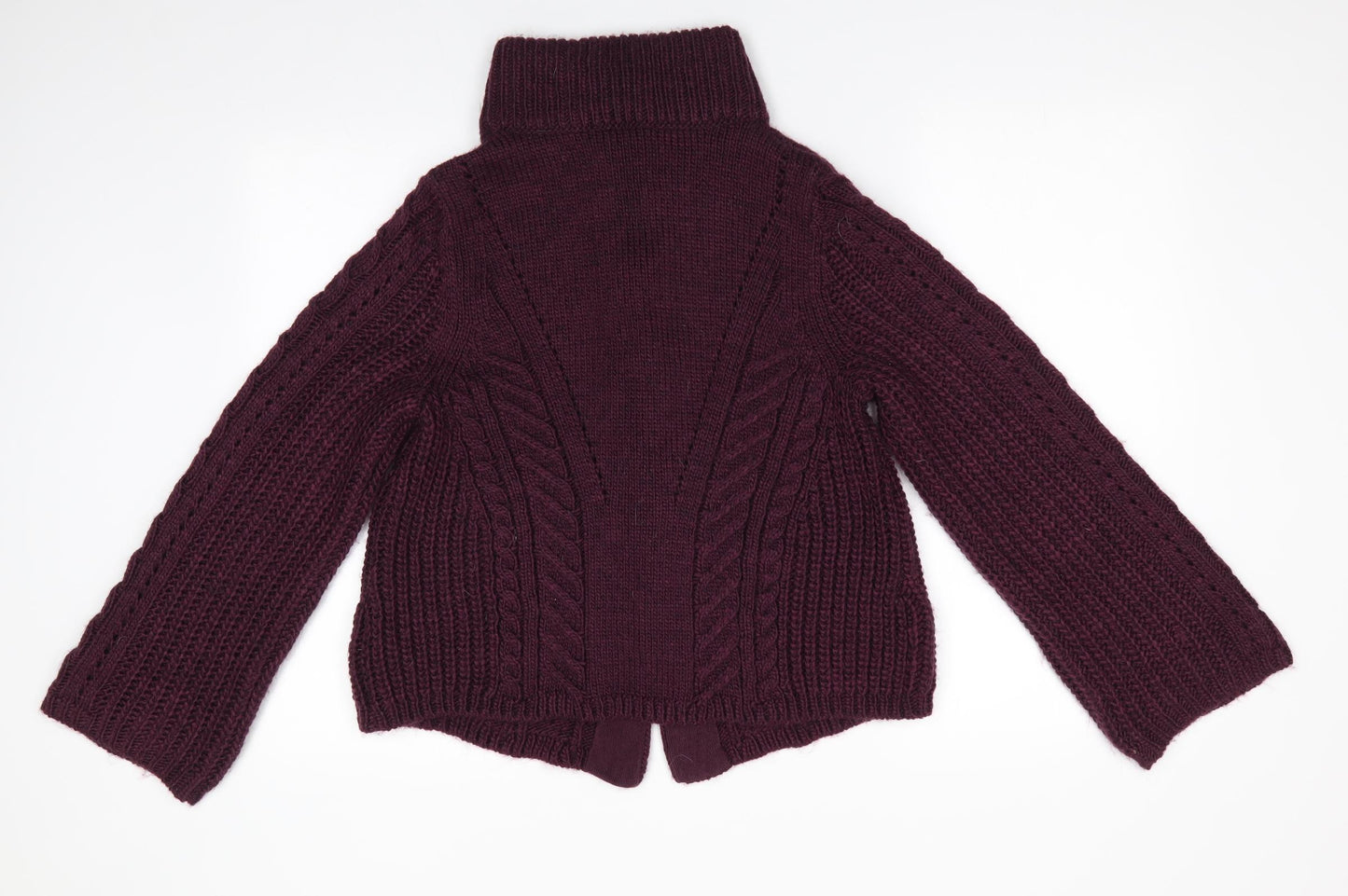 Marks and Spencer Womens Purple High Neck  Acrylic Cardigan Jumper Size 20   - Large buttons Wide Cuffs