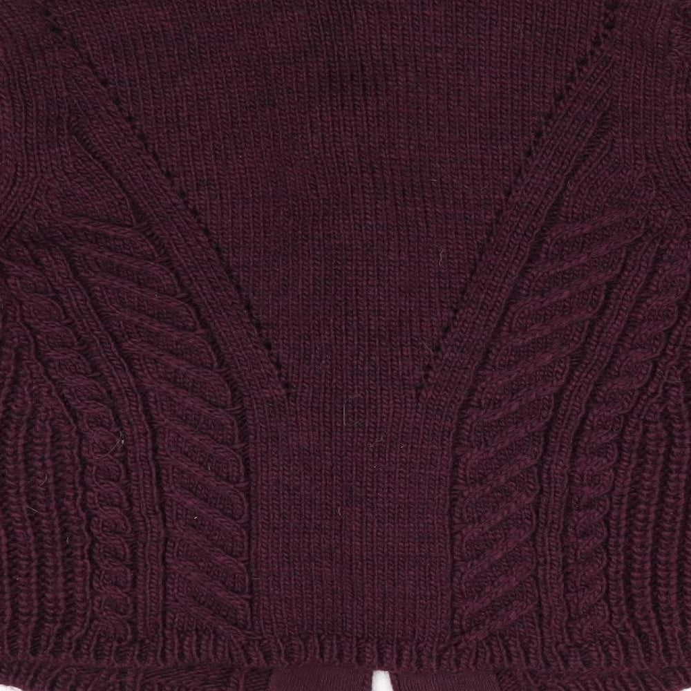 Marks and Spencer Womens Purple High Neck  Acrylic Cardigan Jumper Size 20   - Large buttons Wide Cuffs