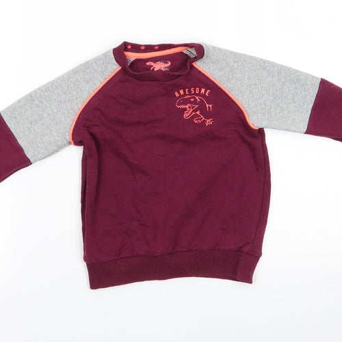 Florence and Fred Boys Purple  Cotton Pullover Sweatshirt Size 3-4 Years   - Awesome Dinasour