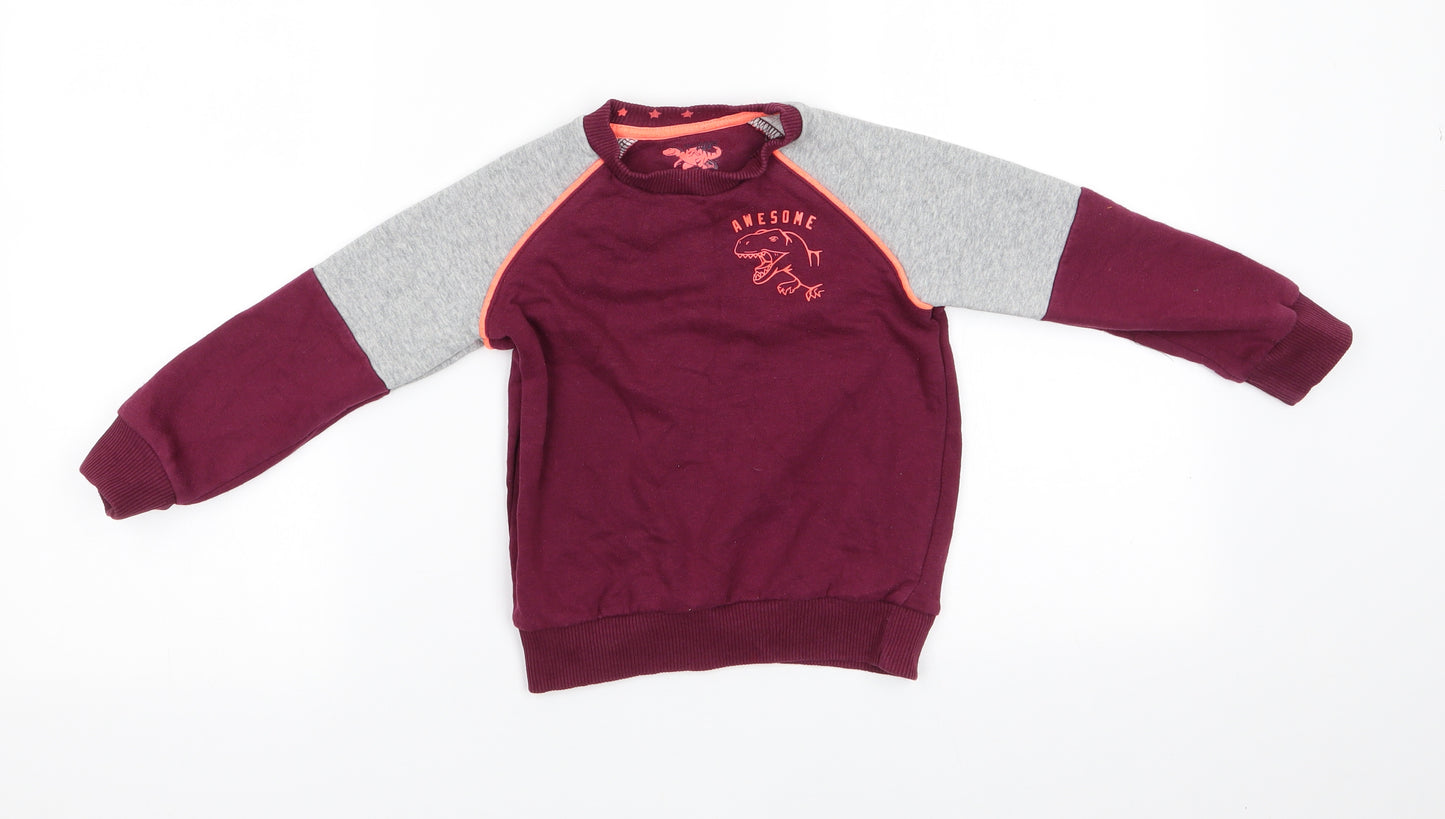 Florence and Fred Boys Purple  Cotton Pullover Sweatshirt Size 3-4 Years   - Awesome Dinasour