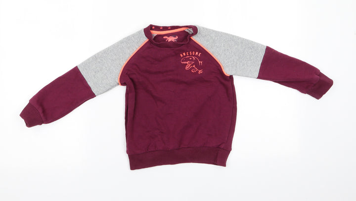 Florence and Fred Boys Purple  Cotton Pullover Sweatshirt Size 3-4 Years   - Awesome Dinasour