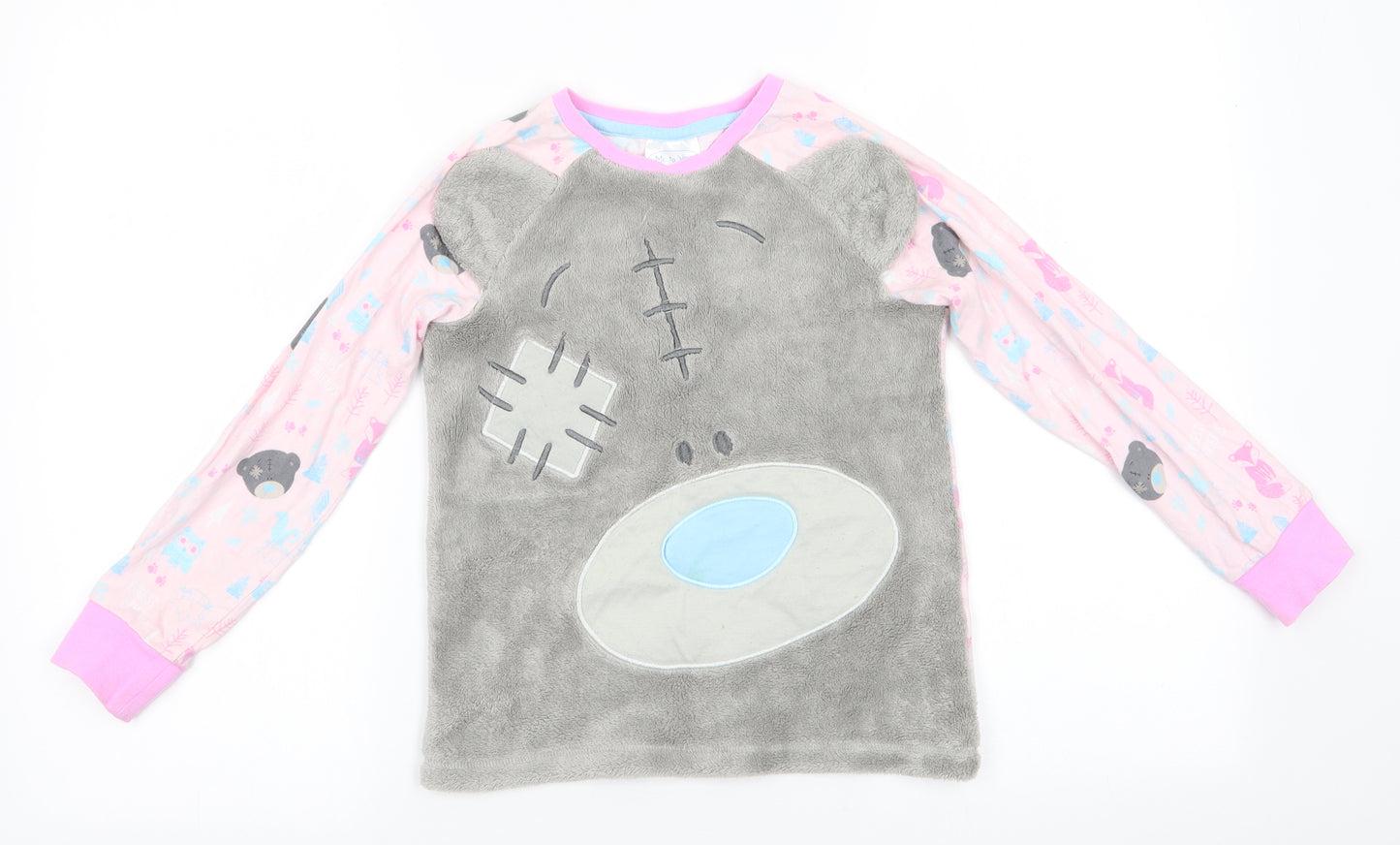 Me To You by TU Girls Pink Animal Print Polyester  Pyjama Top Size 8-9 Years   - Tatty Ted Face Front & Print back