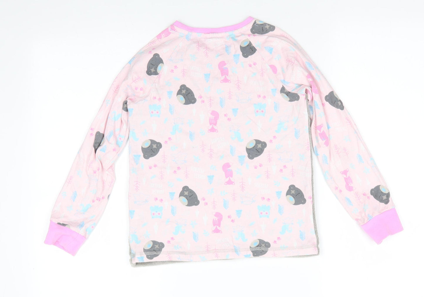 Me To You by TU Girls Pink Animal Print Polyester  Pyjama Top Size 8-9 Years   - Tatty Ted Face Front & Print back