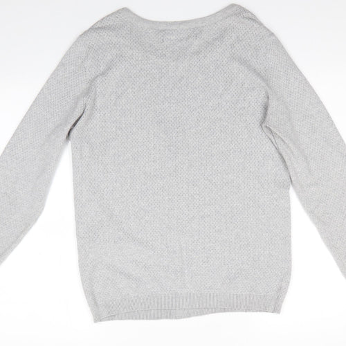 VERO MODA Womens Grey Round Neck  Cotton Pullover Jumper Size XL   - Fine open knit Pale Grey