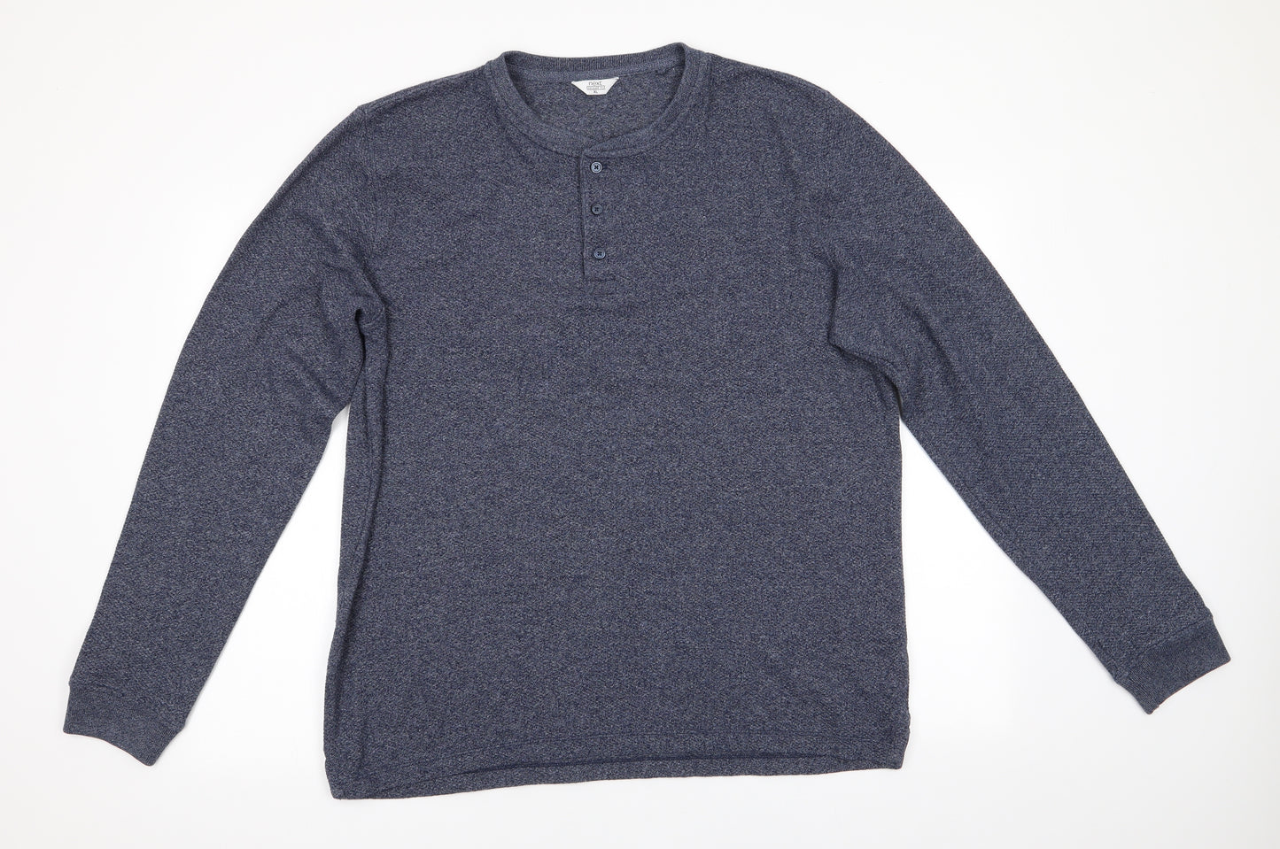 NEXT Mens Blue Round Neck  Cotton Pullover Jumper Size XL   - Blue Grey mix