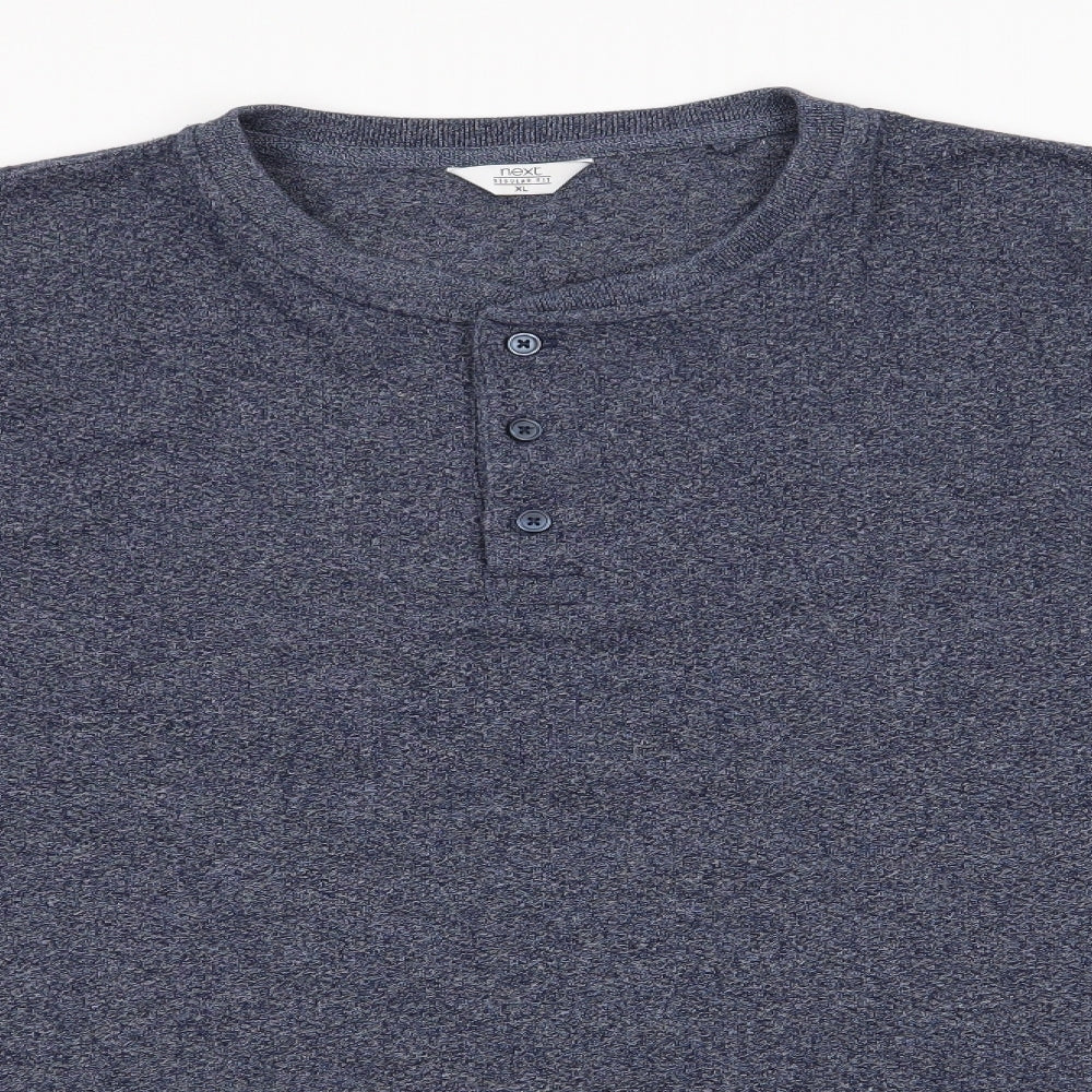 NEXT Mens Blue Round Neck  Cotton Pullover Jumper Size XL   - Blue Grey mix
