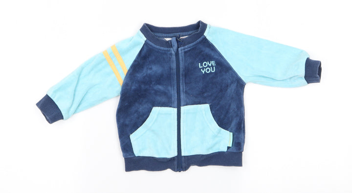 Cocco Drillo Boys Blue Colourblock Cotton Cardigan Jumper Size 3-6 Months - Love you Navy Turquoise Yellow