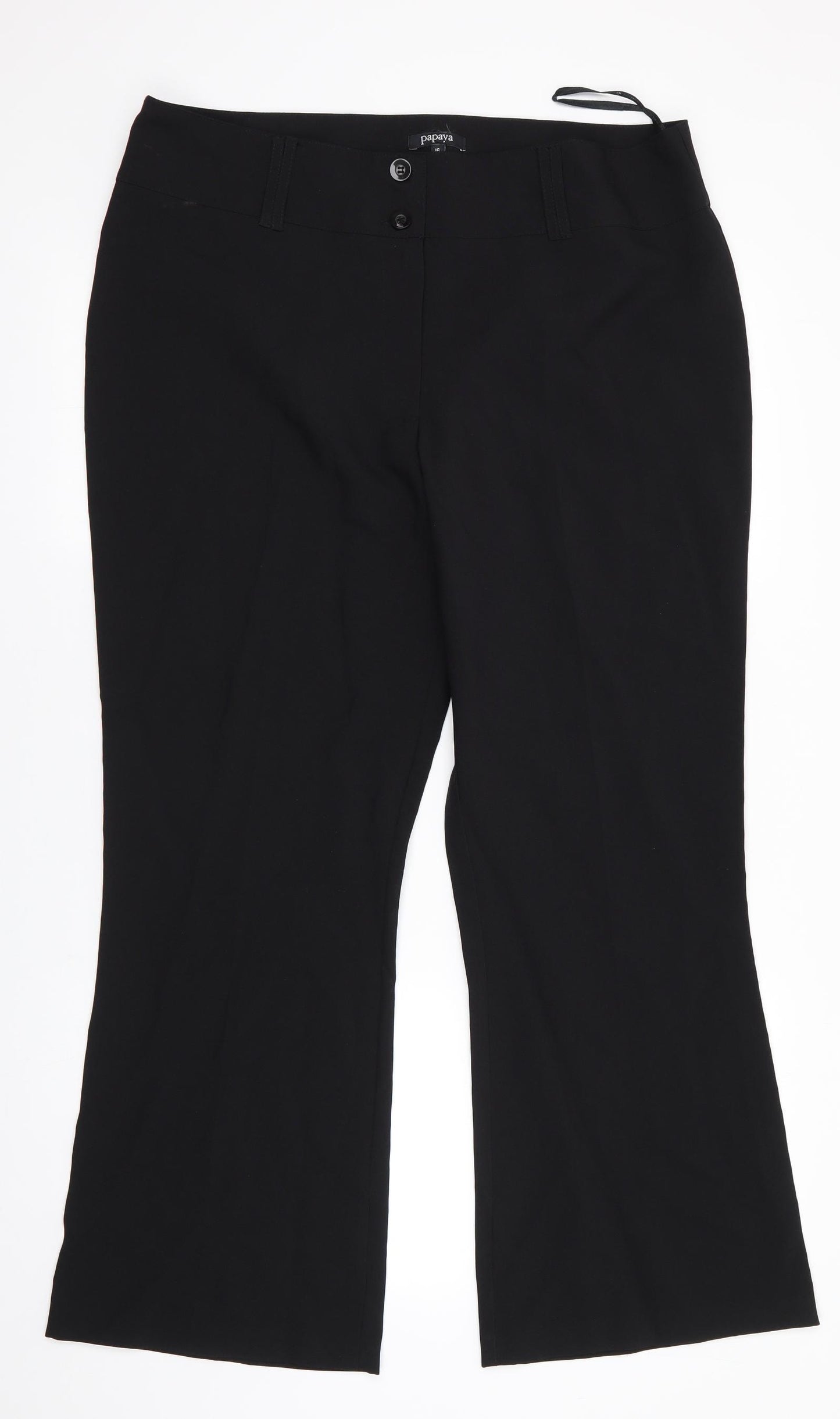 Papaya Womens Black  Polyester Trousers  Size 16 L29 in Regular  - Wide Legged