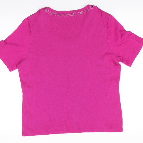 CC Womens Pink  Cotton Tunic T-Shirt Size XL Round Neck - Detailed neckline