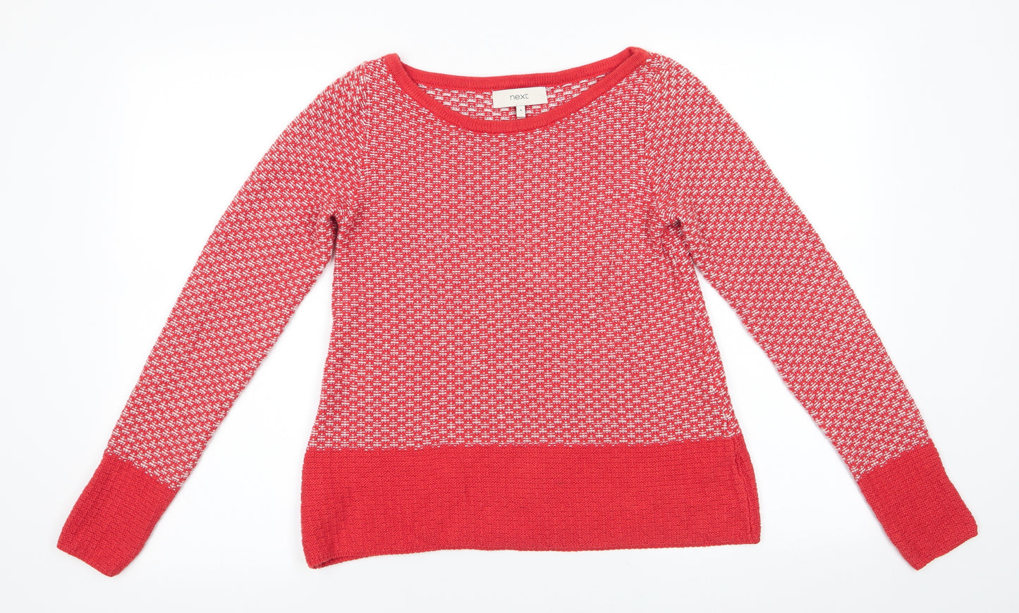 NEXT Womens Orange Boat Neck  Cotton Pullover Jumper Size 6   - Orange Block with Orange & white fleck