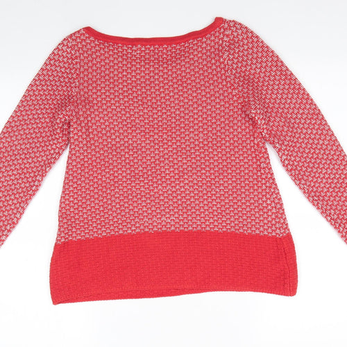 NEXT Womens Orange Boat Neck  Cotton Pullover Jumper Size 6   - Orange Block with Orange & white fleck