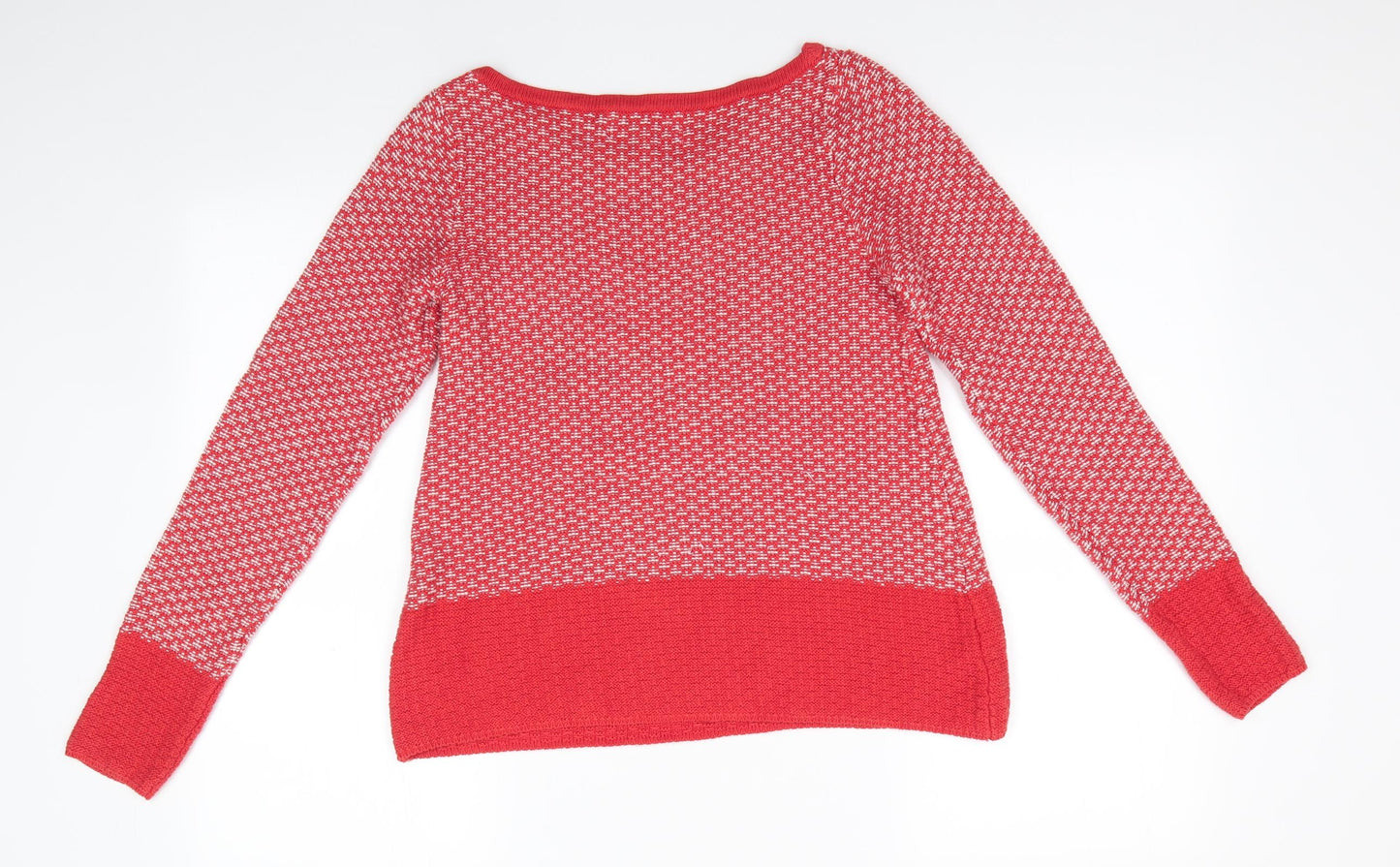 NEXT Womens Orange Boat Neck  Cotton Pullover Jumper Size 6   - Orange Block with Orange & white fleck