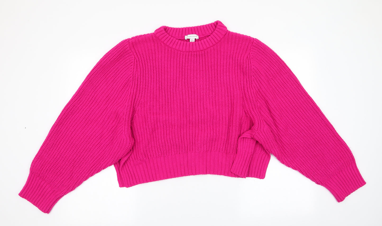 Atmosphere Womens Pink Round Neck   Pullover Jumper Size L   - Cropped Fully Vented Sides Cerise