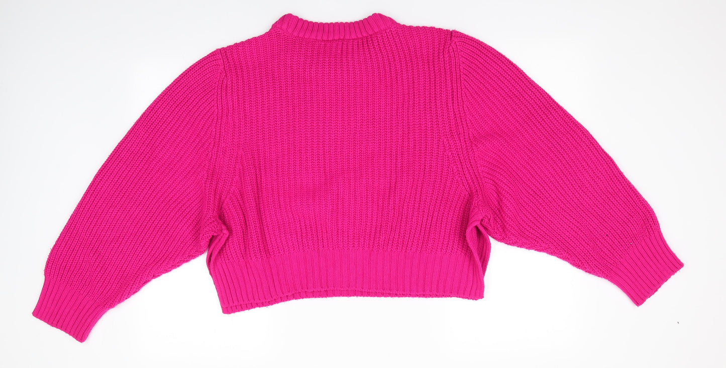 Atmosphere Womens Pink Round Neck   Pullover Jumper Size L   - Cropped Fully Vented Sides Cerise