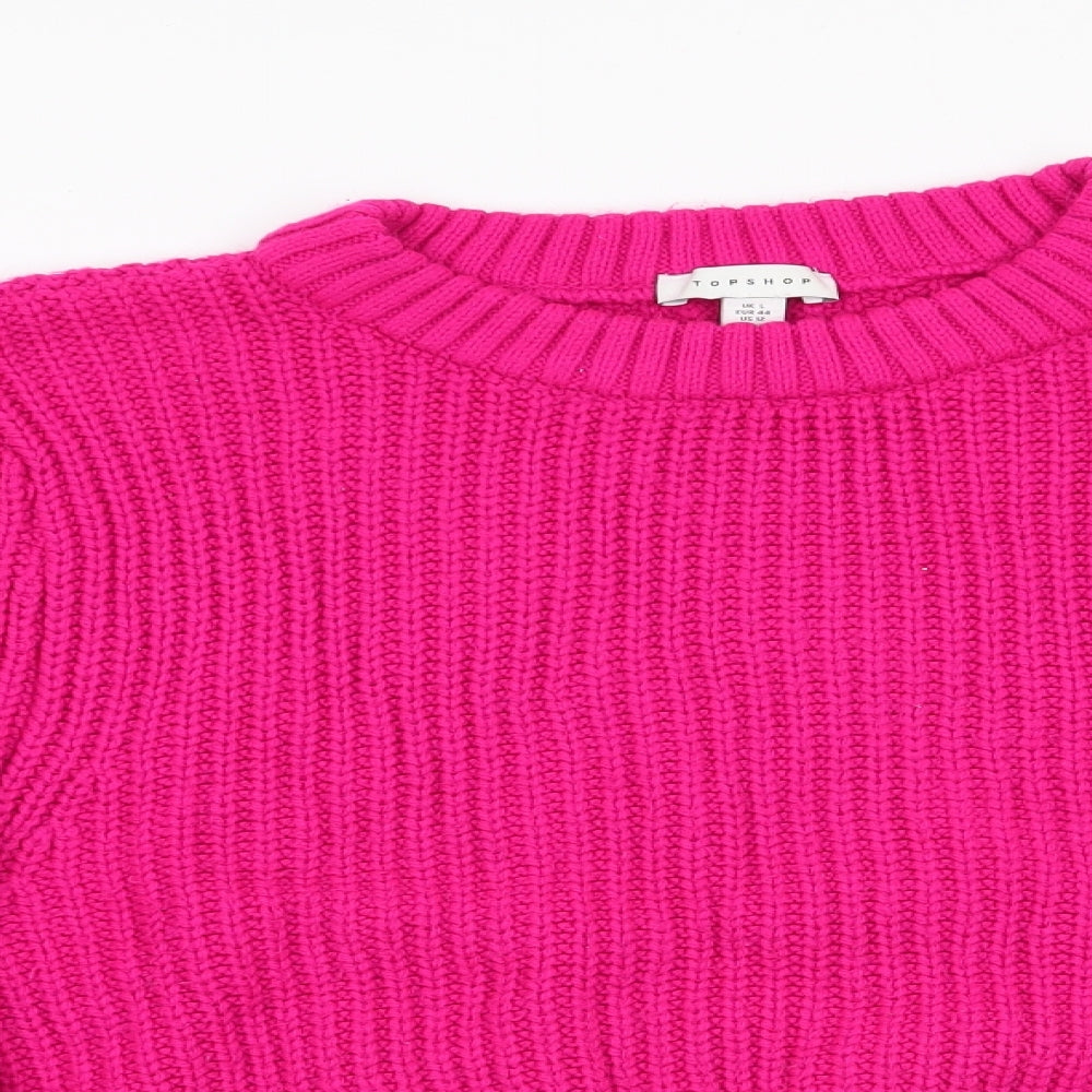 Atmosphere Womens Pink Round Neck   Pullover Jumper Size L   - Cropped Fully Vented Sides Cerise