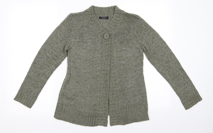 BM Womens Green V-Neck  Acrylic Cardigan Jumper Size S   - Oliver Green Flecked
