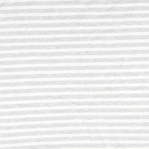 TU Womens Grey Striped Viscose Tunic Blouse Size 14 Round Neck - Grey & White stripe