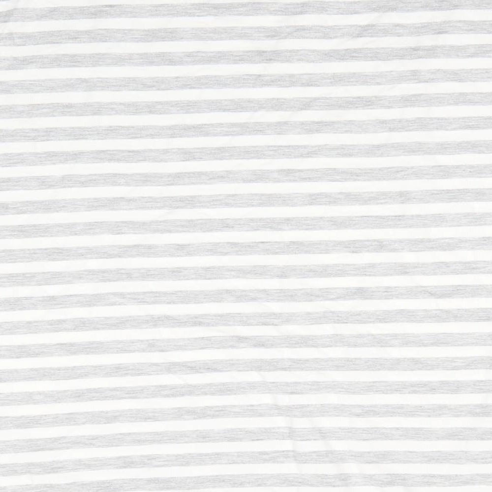TU Womens Grey Striped Viscose Tunic Blouse Size 14 Round Neck - Grey & White stripe