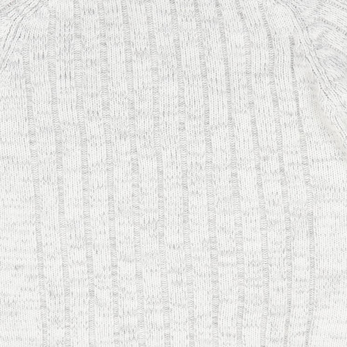 ACW 85 Mens Ivory High Neck  Acrylic Pullover Jumper Size S   - Ivory with grey fleck