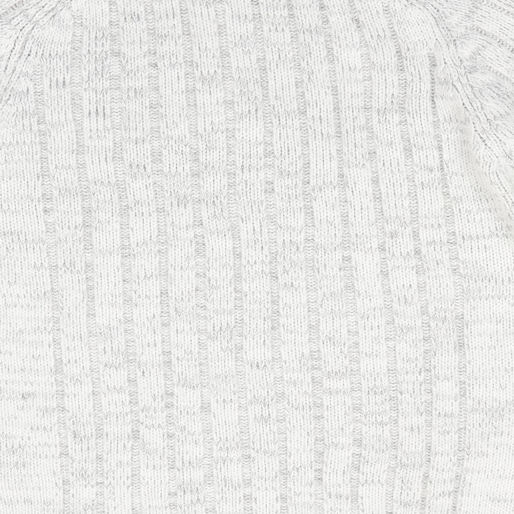 ACW 85 Mens Ivory High Neck  Acrylic Pullover Jumper Size S   - Ivory with grey fleck