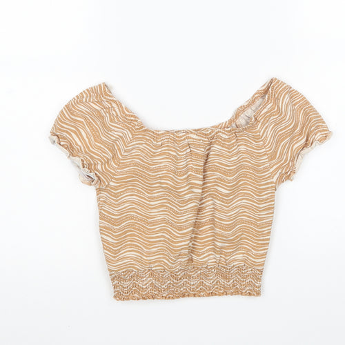George Girls Multicoloured Animal Print Cotton Basic Blouse Size 6-7 Years Boat Neck