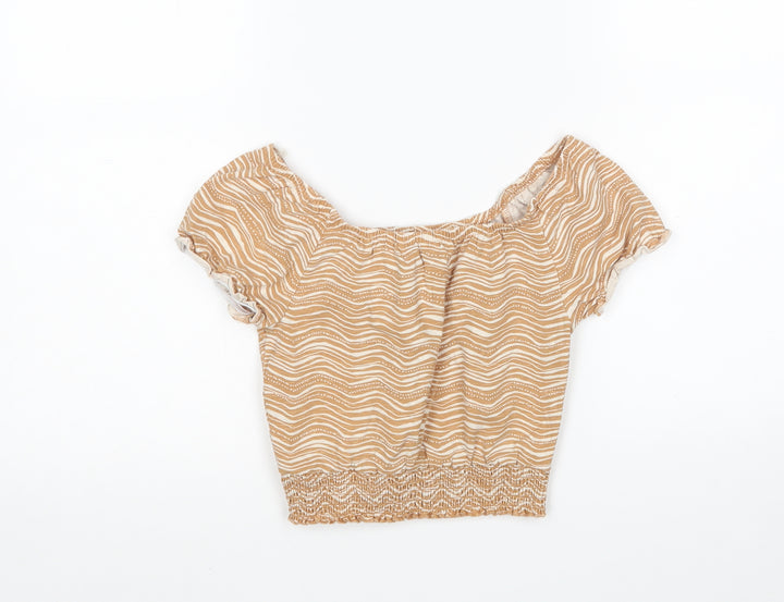 George Girls Multicoloured Animal Print Cotton Basic Blouse Size 6-7 Years Boat Neck