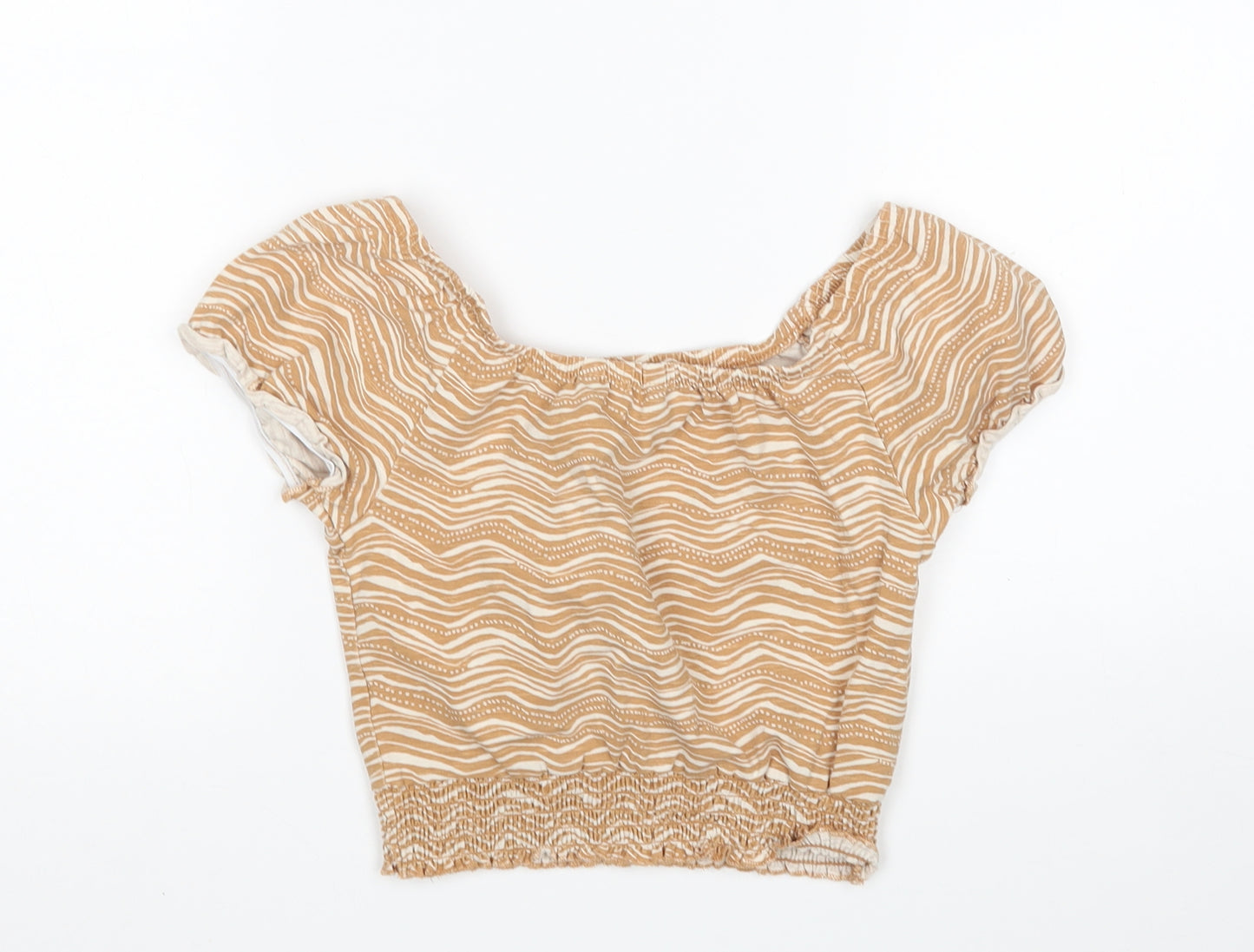 George Girls Multicoloured Animal Print Cotton Basic Blouse Size 6-7 Years Boat Neck