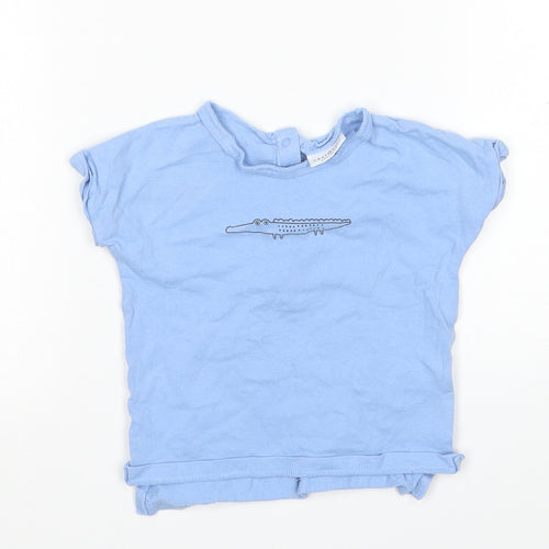 NEXT Boys Blue  Cotton Basic T-Shirt Size 6-9 Months Round Neck