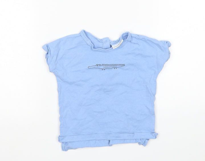 NEXT Boys Blue Cotton Basic T-Shirt Size 6-9 Months Round Neck