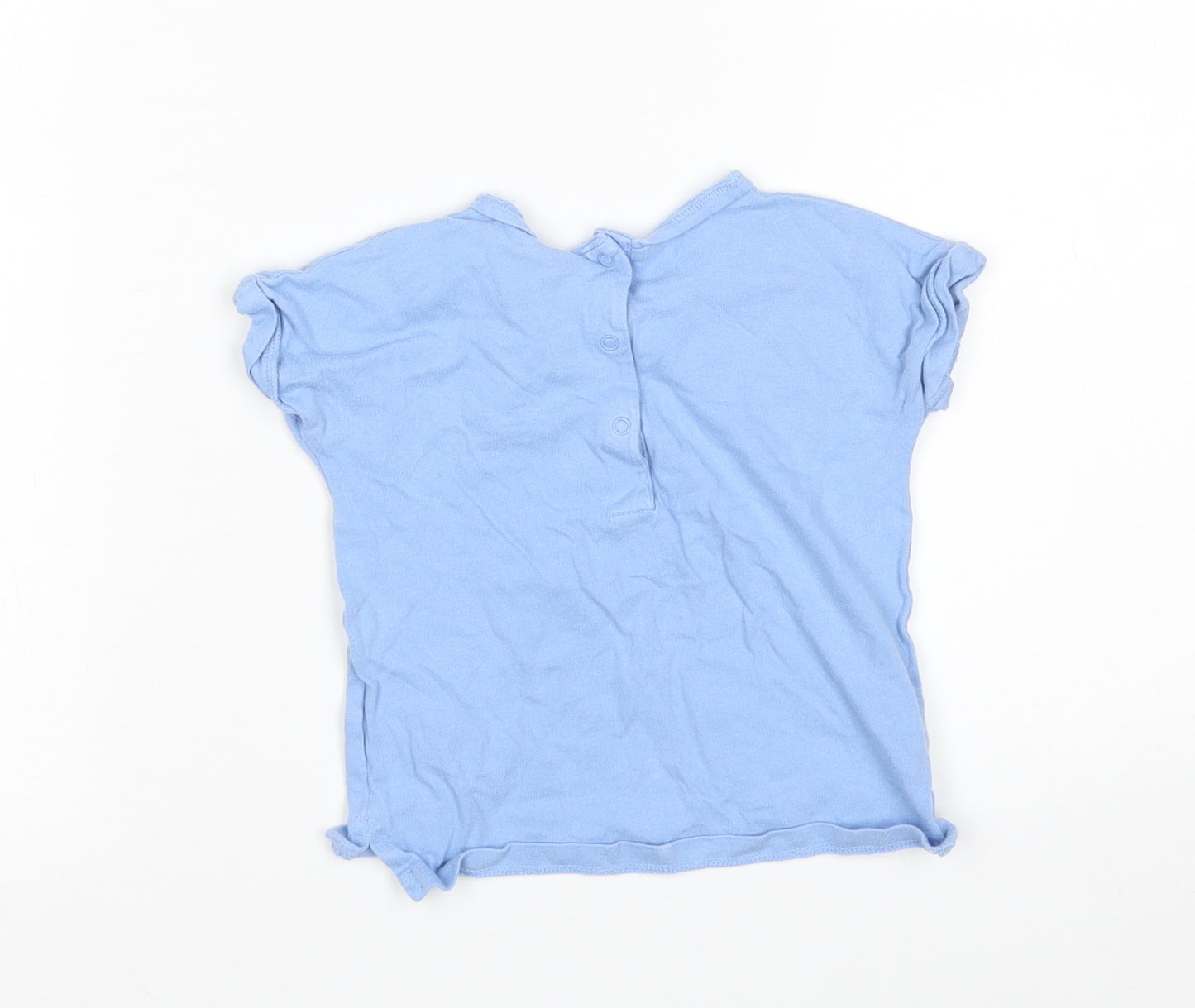 NEXT Boys Blue  Cotton Basic T-Shirt Size 6-9 Months Round Neck