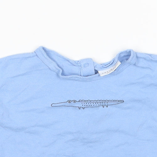 NEXT Boys Blue  Cotton Basic T-Shirt Size 6-9 Months Round Neck