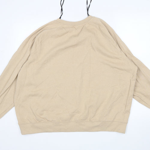 H&M Womens Beige  Cotton Pullover Sweatshirt Size XL