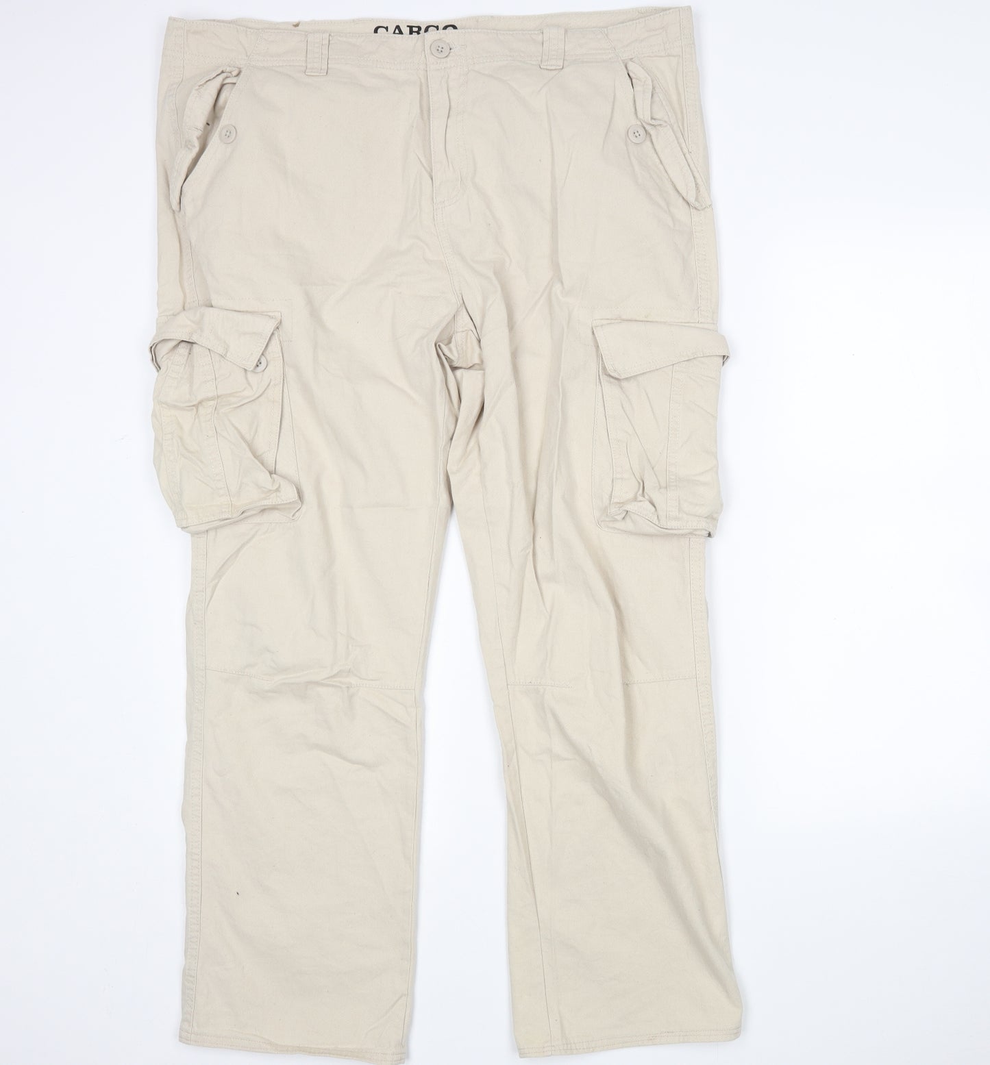 Denim Co Mens Beige  Cotton Cargo Trousers Size 40 L32 in Regular