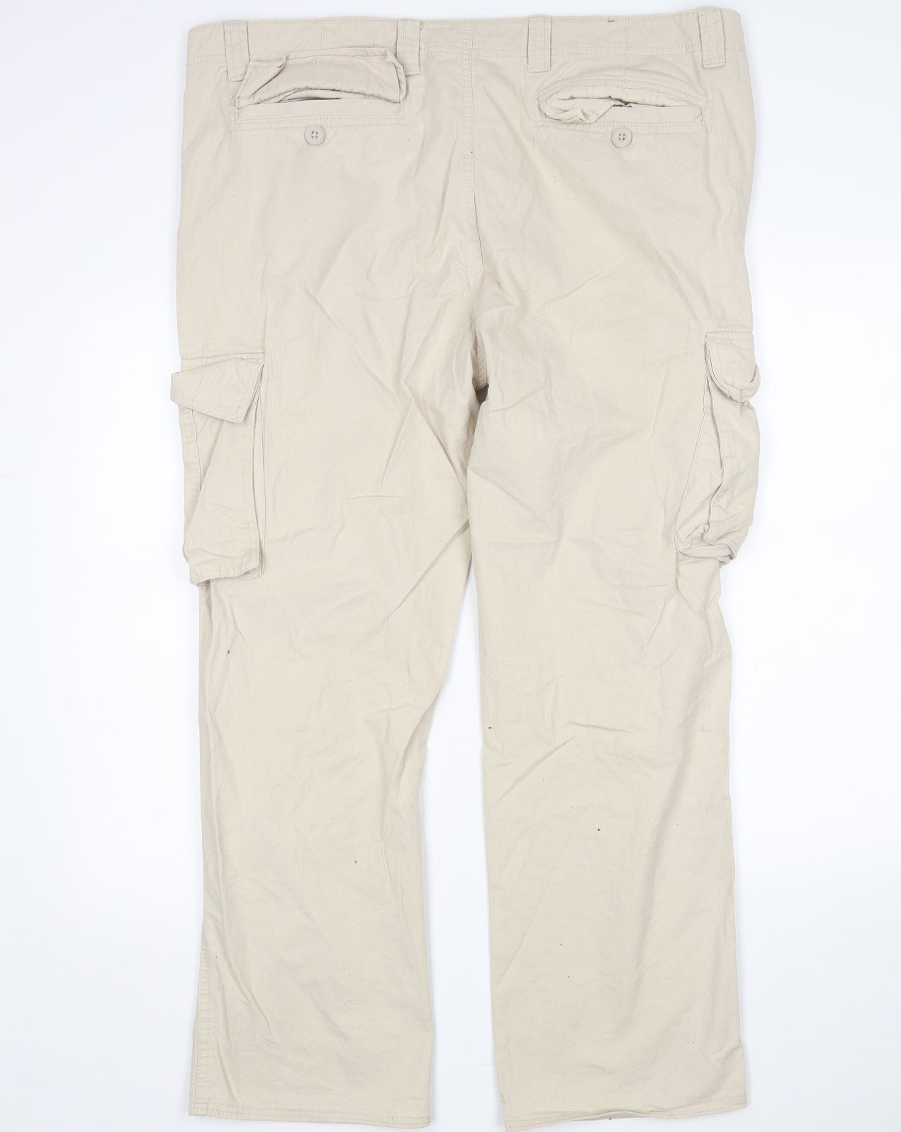 Denim Co Mens Beige  Cotton Cargo Trousers Size 40 L32 in Regular