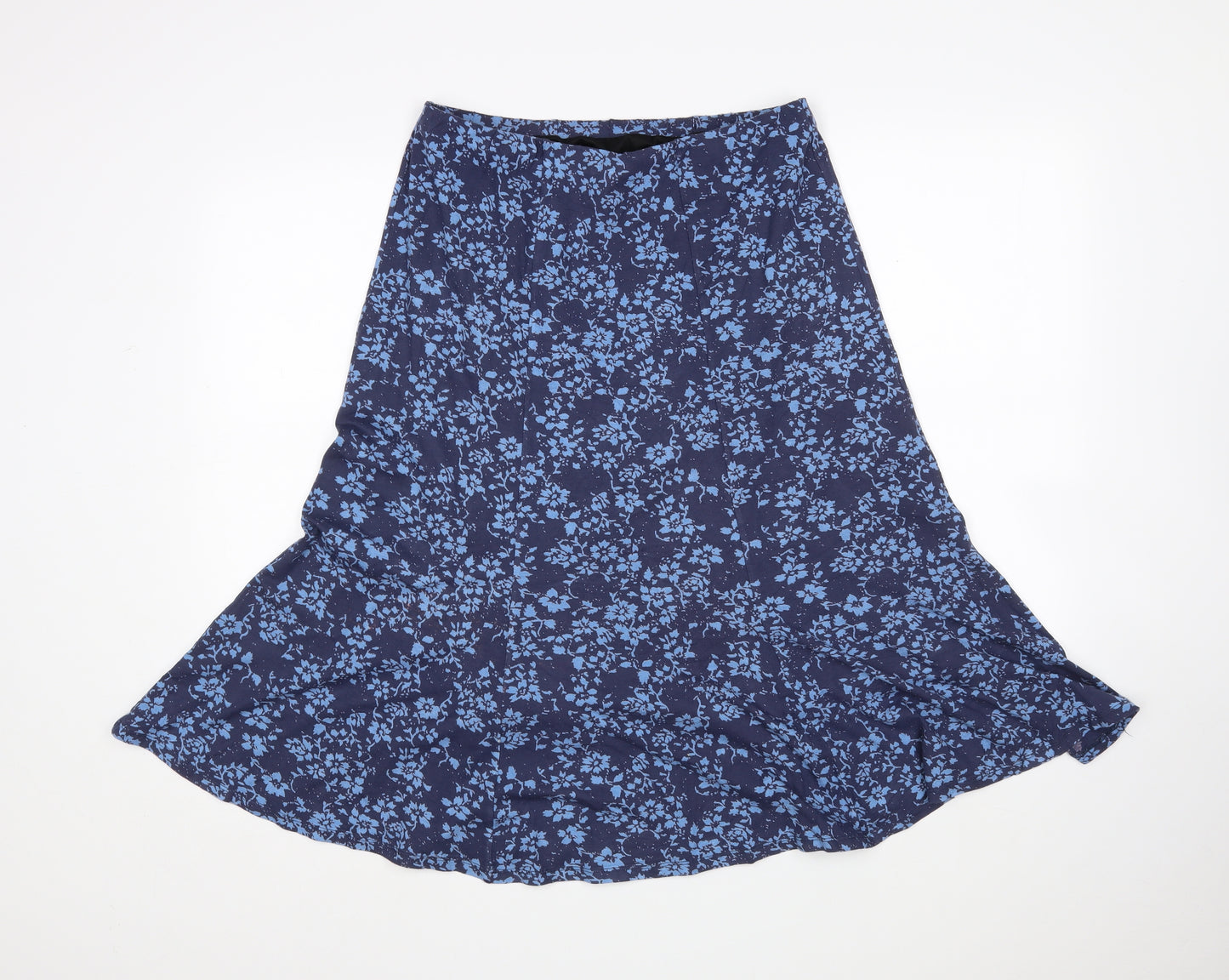 Sara Womens Blue Floral Viscose A-Line Skirt Size 14