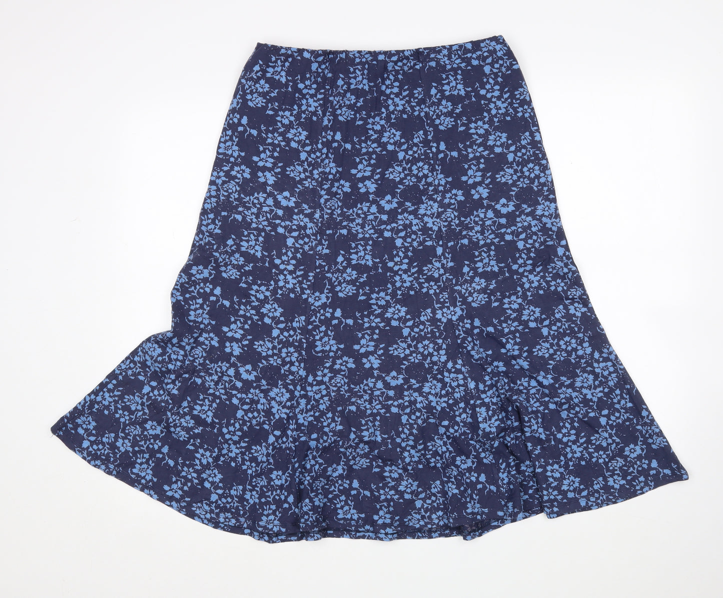 Sara Womens Blue Floral Viscose A-Line Skirt Size 14