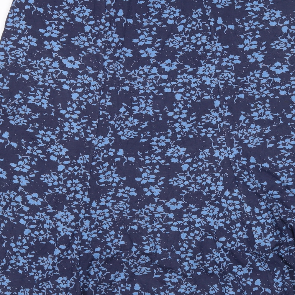 Sara Womens Blue Floral Viscose A-Line Skirt Size 14