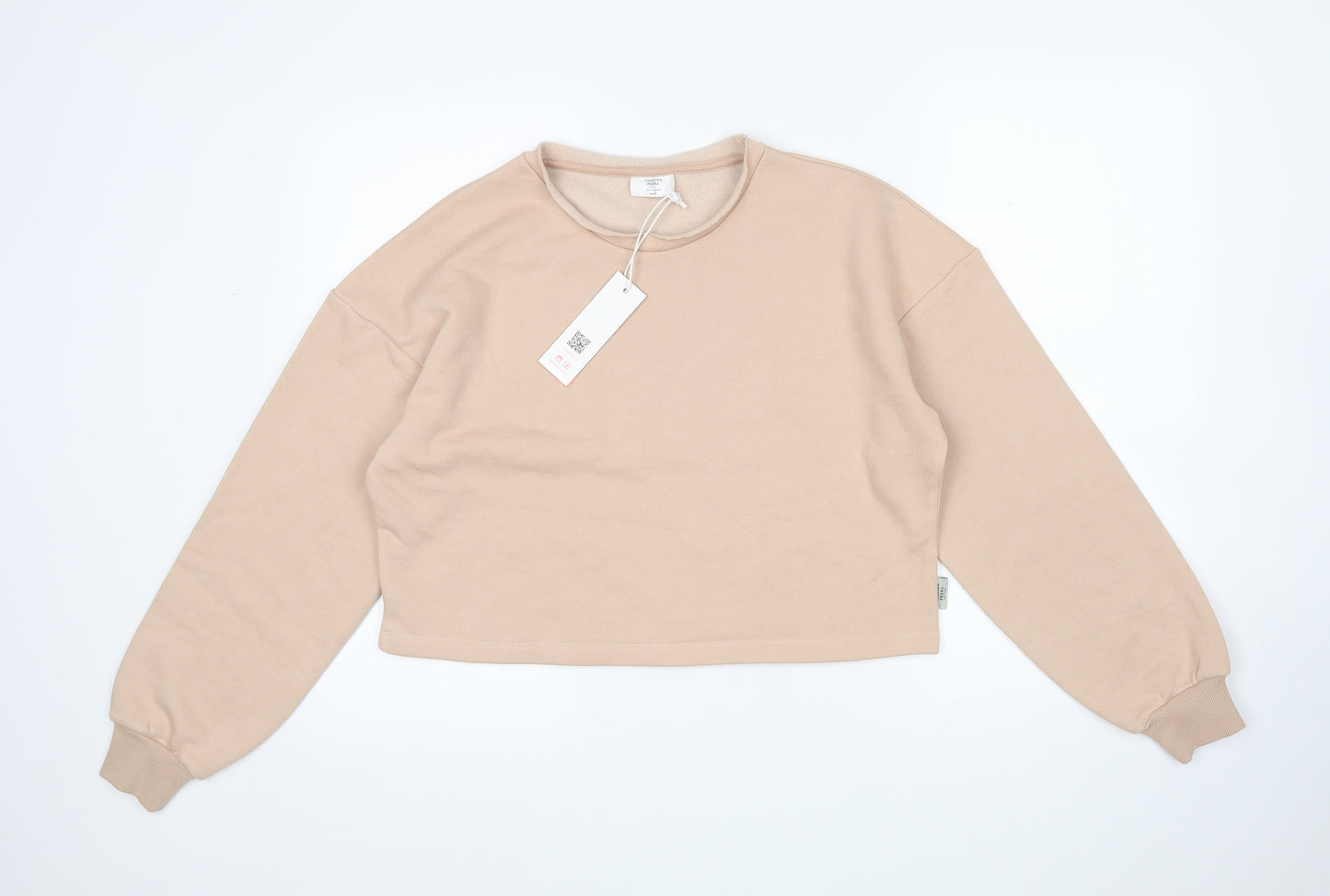 Chelsea Peers Womens Beige  Cotton Pullover Sweatshirt Size S   - Cropped