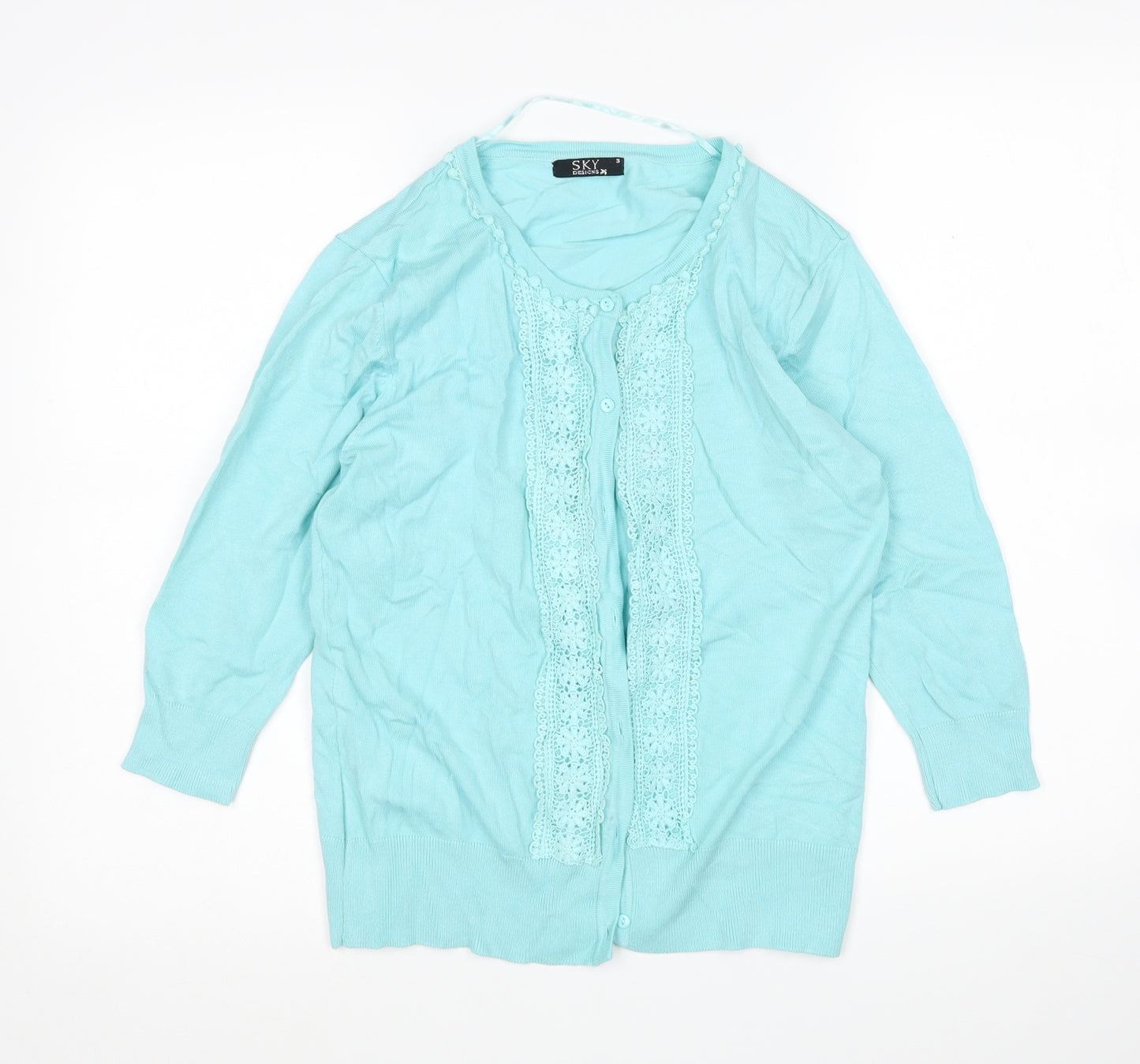 Sky Designs Womens Green Round Neck  Viscose Cardigan Jumper Size M