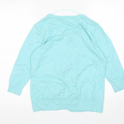 Sky Designs Womens Green Round Neck  Viscose Cardigan Jumper Size M