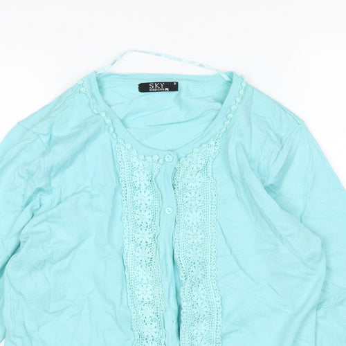 Sky Designs Womens Green Round Neck  Viscose Cardigan Jumper Size M