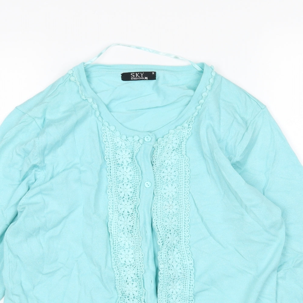 Sky Designs Womens Green Round Neck  Viscose Cardigan Jumper Size M