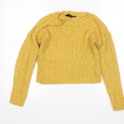 New Look Womens Yellow Round Neck  Nylon Pullover Jumper Size 6