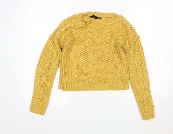 New Look Womens Yellow Round Neck  Nylon Pullover Jumper Size 6