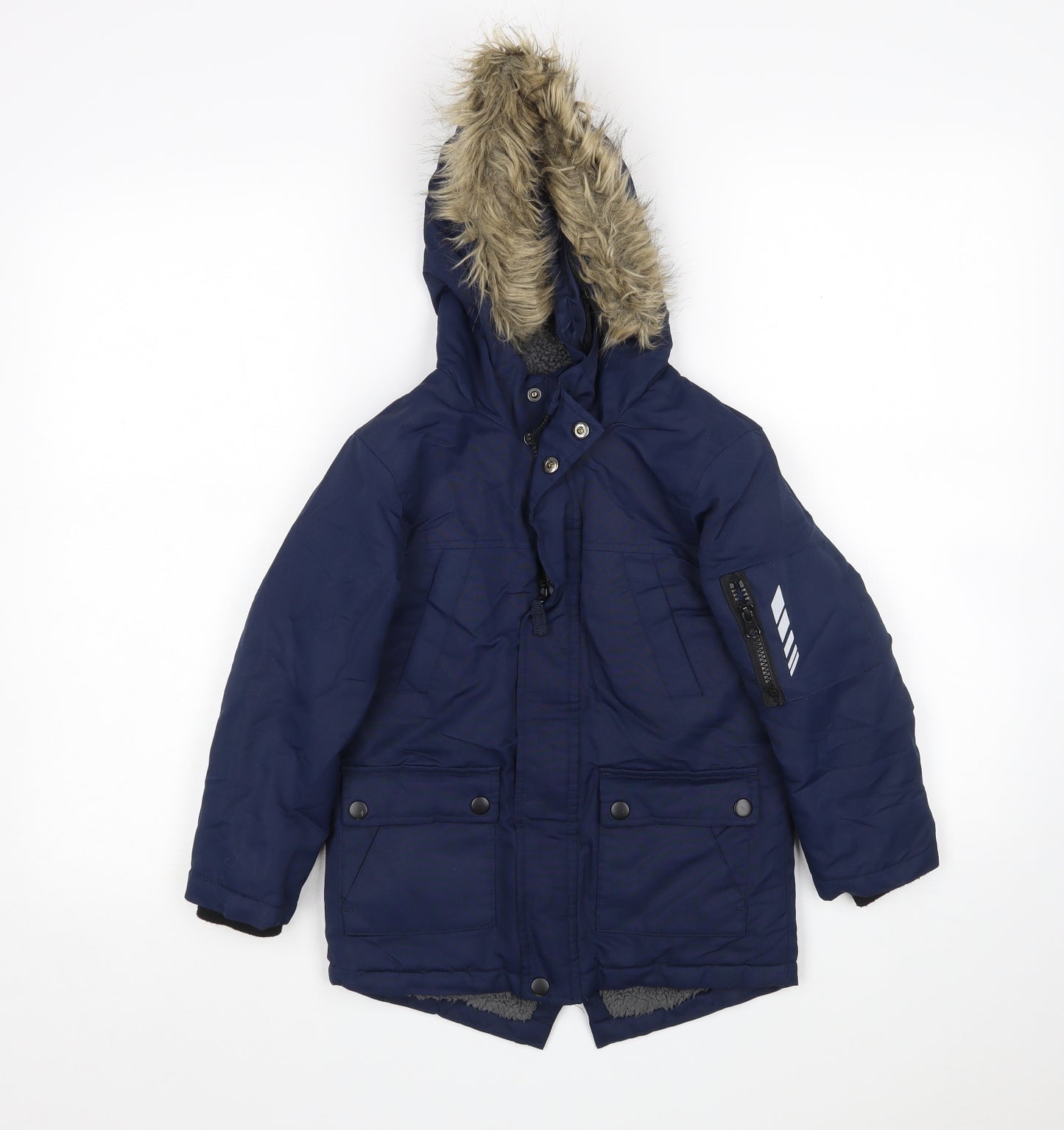 Primark Boys Blue   Parka Coat Size 5-6 Years