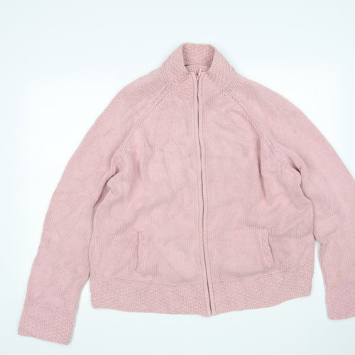 Debenhams Womens Pink Mock Neck  Cotton Full Zip Jumper Size 22