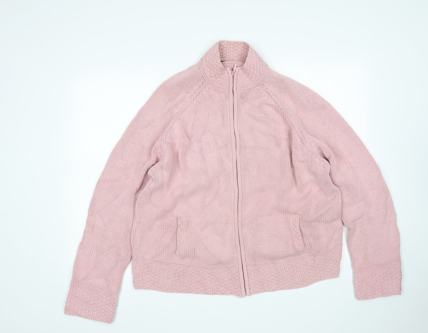 Debenhams Womens Pink Mock Neck  Cotton Full Zip Jumper Size 22