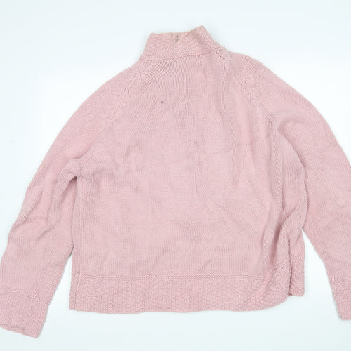 Debenhams Womens Pink Mock Neck  Cotton Full Zip Jumper Size 22