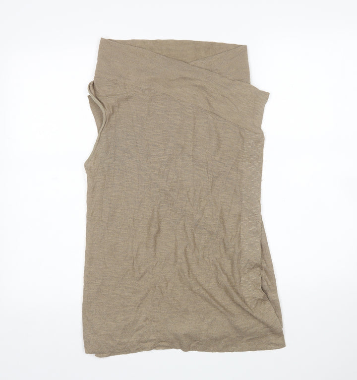 River Island Womens Brown V-Neck  Acrylic Wrap Jumper Size 12