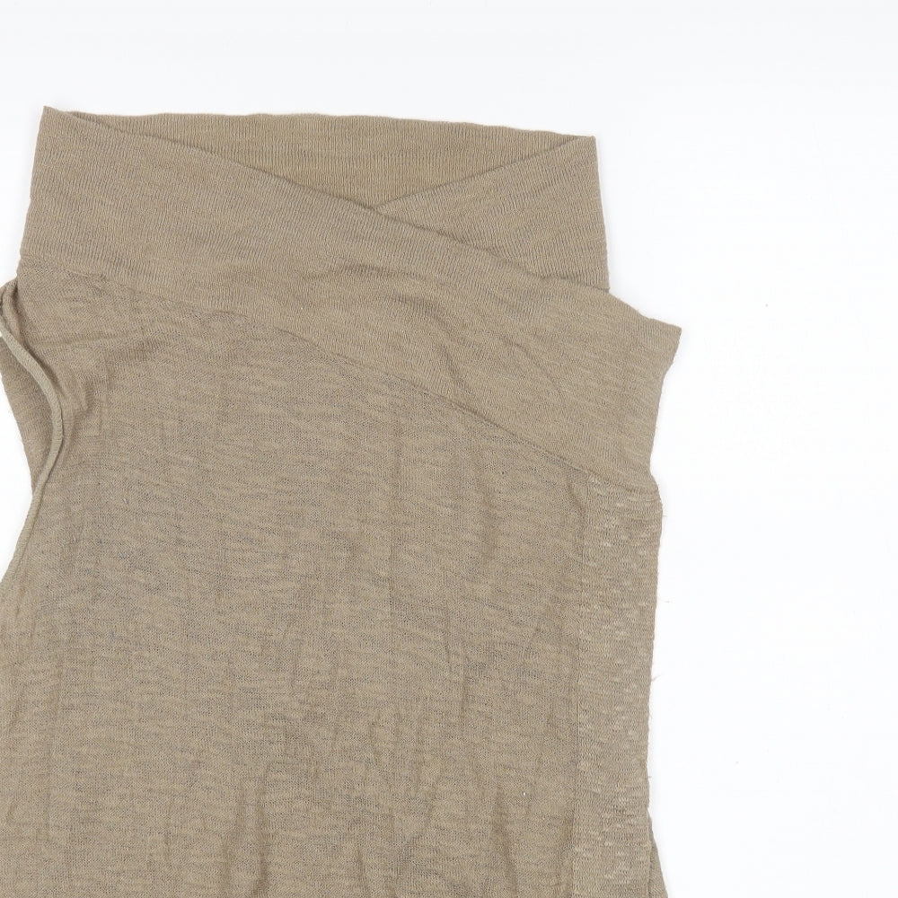 River Island Womens Brown V-Neck  Acrylic Wrap Jumper Size 12
